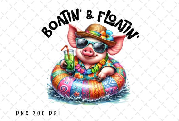 Download Boatin and Floatin Pig Summer Lake Life - Premium Resources