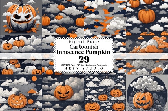Download Cartoonish Innocence Pumpkin in Clouds - Cloud Collection