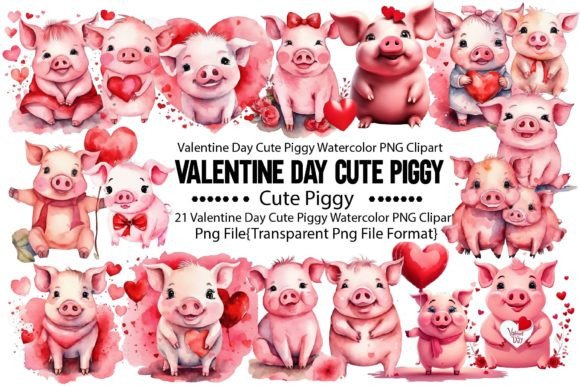 Download Valentine Day Cute Piggy Watercolor PNG - Pig Collection