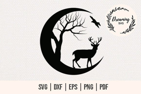 Download Deer SVG - Moon Wildlife SVG - Buck SVG - Premium Bundle