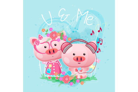 Download Baby Shower Greeting Card with Cute Pigs - Pig Collection