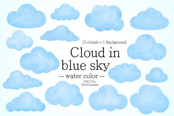 Download Water Color Cloud in Blue Sky Clip Art - Cloud Collection