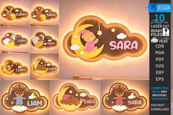 Download Cloud Night Light Laser Cut Bundle SVG - Premium Resources