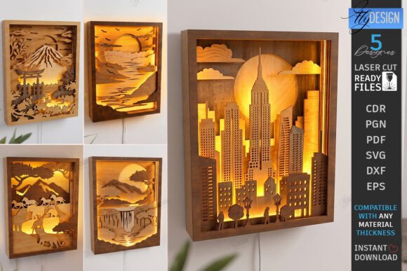 Download 3D Layered Shadow Box Laser Cut Bundle - Laser cut Collection