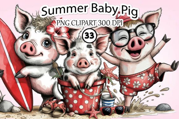 Download Funny Summer Baby Pig Clipart - Pig Collection