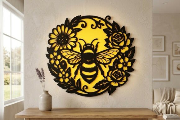 Download Laser Cut Floral Bee Wall Decor SVG - Laser cut Collection