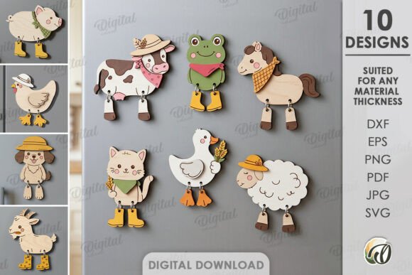 Download Farm Animals Magnets Bundle Laser Cut - Laser cut Collection