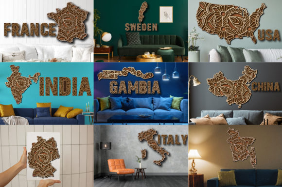 Download Personalized 100 Countries Map Laser Cut - Laser cut Collection