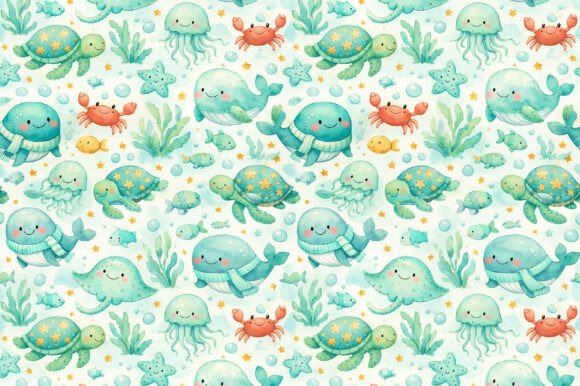 Download Underwater Animals Watercolor Pattern - Premium Resources