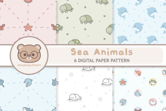 Download Sea Animal Seamless Pattern Set - Premium Resources