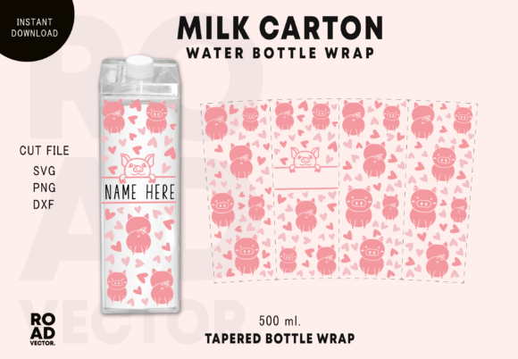 Download Cute Pink Pigs Milk Carton Bottle Wrap - Pig Collection