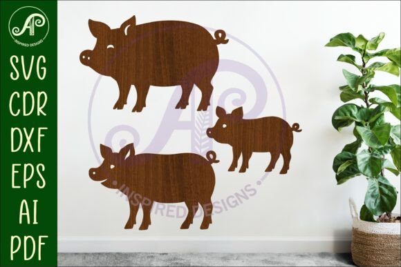 Download Pig Silhouette Laser Cut Outs SVG File - Pig Collection